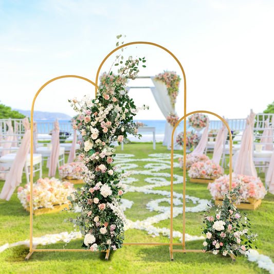 JP OUTDOOR 3Pcs Metal Arch Backdrop Stand, Wedding Arch Stand (5.9FT/4.9FT/3.9FT) ,for Birthday Party Ceremony Outdoor Indoor Celebration Decoration