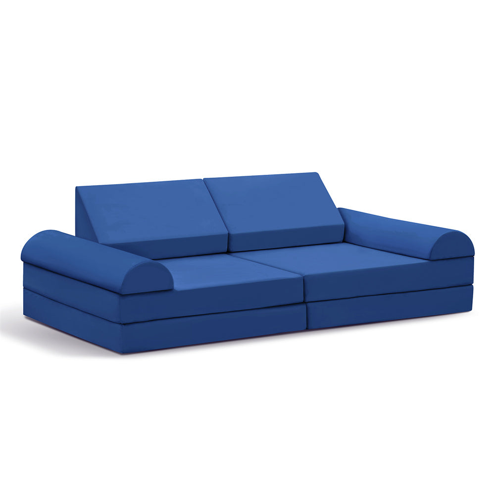 JP Outdoor Modular Kids Play Couch, 8PCS Nugget Couch for Building Fort, Toddler Play Sponge Convertible Couch,Navy Blue