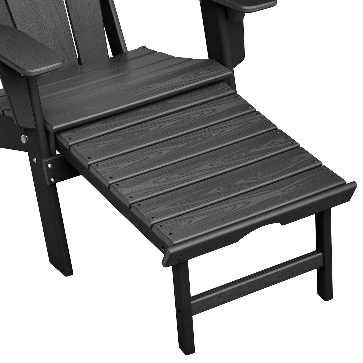 JP OUTDOOR Folding Adjustable Adirondack Chair with Ottoman & Cup Holder,HDEP Multifunctional Adirondack Chair with Footrest,Black