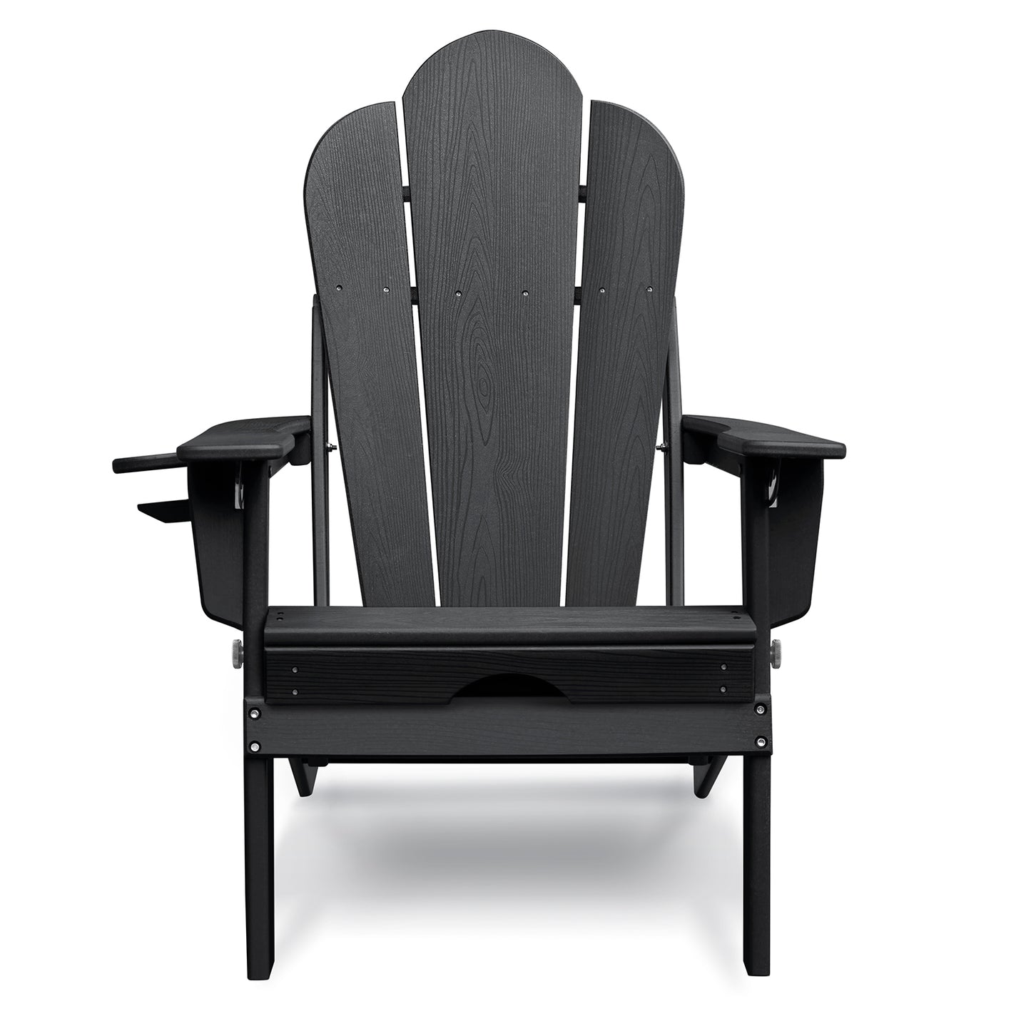 JP OUTDOOR Folding Adjustable Adirondack Chair with Ottoman & Cup Holder,HDEP Multifunctional Adirondack Chair with Footrest,Black