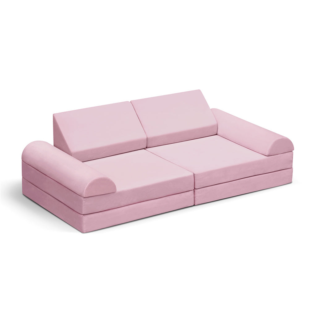 JP Outdoor Modular Kids Play Couch, 8PCS Nugget Couch for Building Fort, Toddler Play Sponge Convertible Couch,Pink