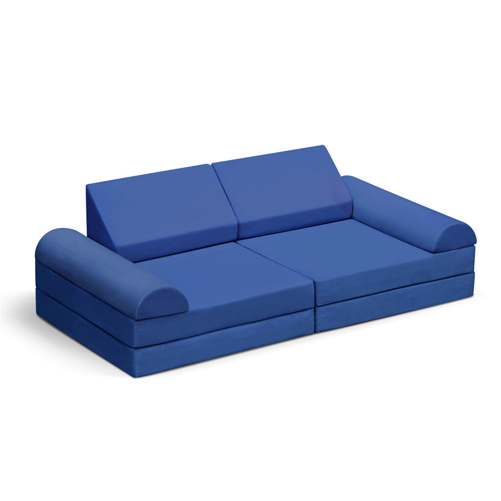 JP Outdoor Modular Kids Play Couch, 8PCS Nugget Couch for Building Fort, Toddler Play Sponge Convertible Couch,Navy Blue