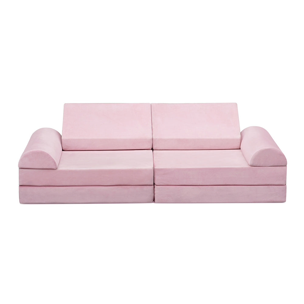JP Outdoor Modular Kids Play Couch, 8PCS Nugget Couch for Building Fort, Toddler Play Sponge Convertible Couch,Pink