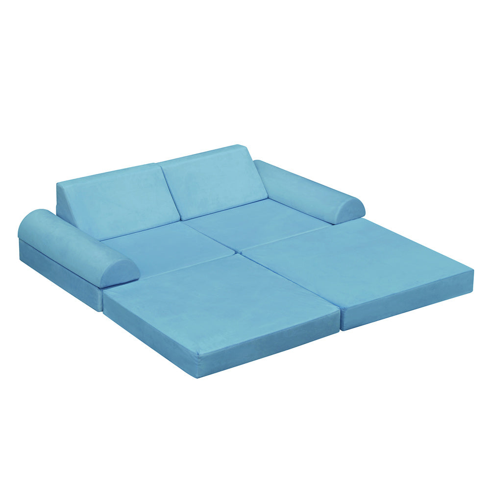 JP Outdoor Modular Kids Play Couch, 8PCS Nugget Couch for Building Fort, Toddler Play Sponge Convertible Couch,Blue
