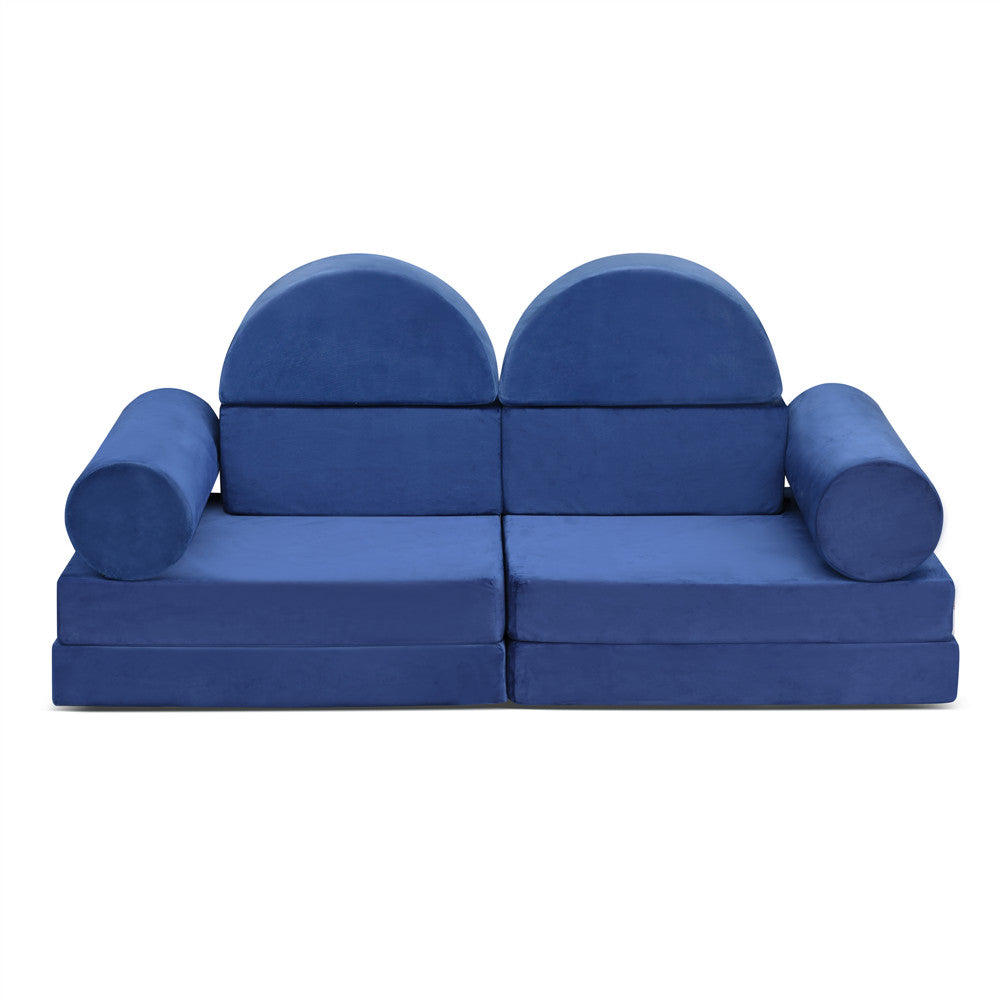 JP Outdoor Kids Nugget Couch Filled with 100% 28D Sponge,10PCS Toddler Modular Play Couch,Navy Blue