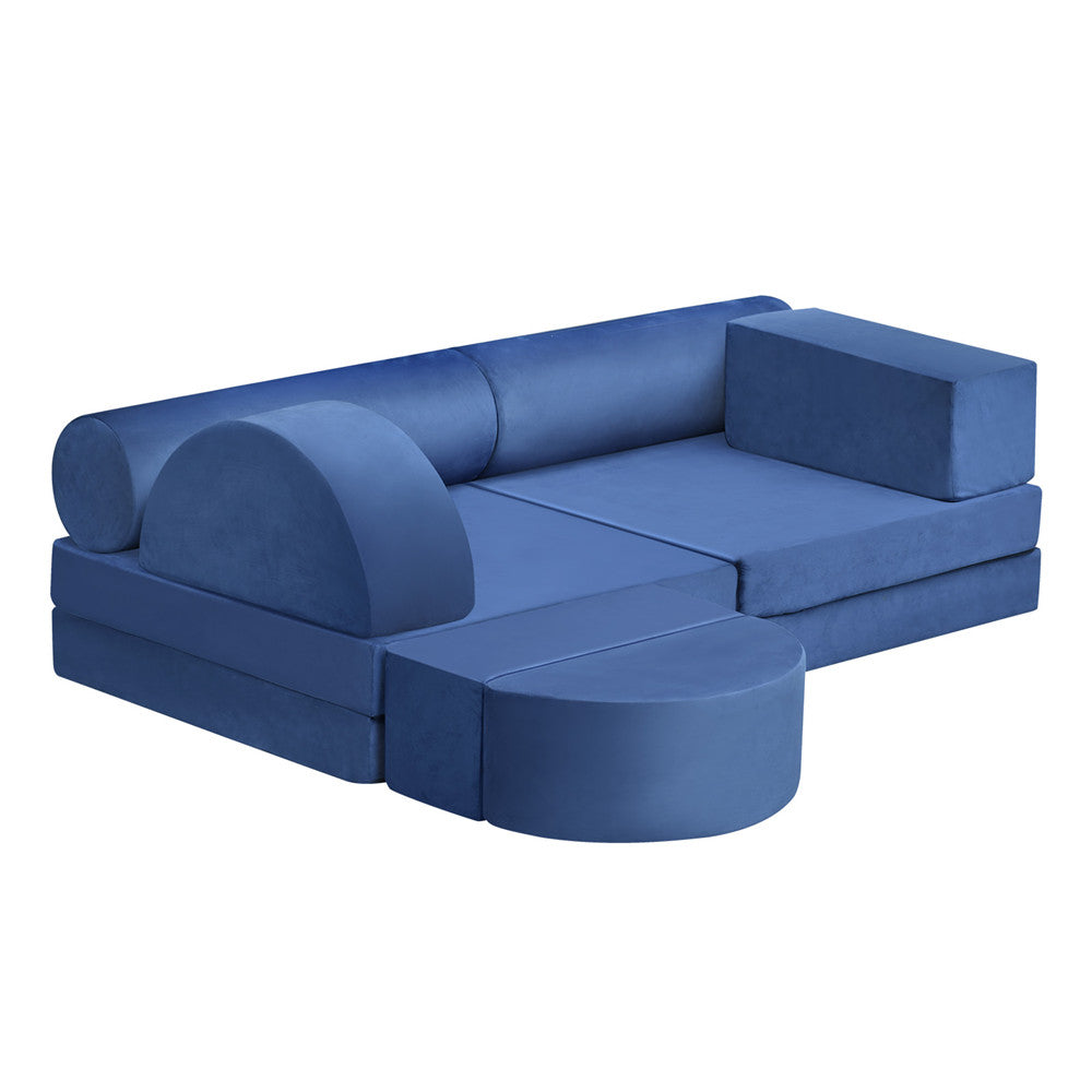 JP Outdoor Kids Nugget Couch Filled with 100% 28D Sponge,10PCS Toddler Modular Play Couch,Navy Blue