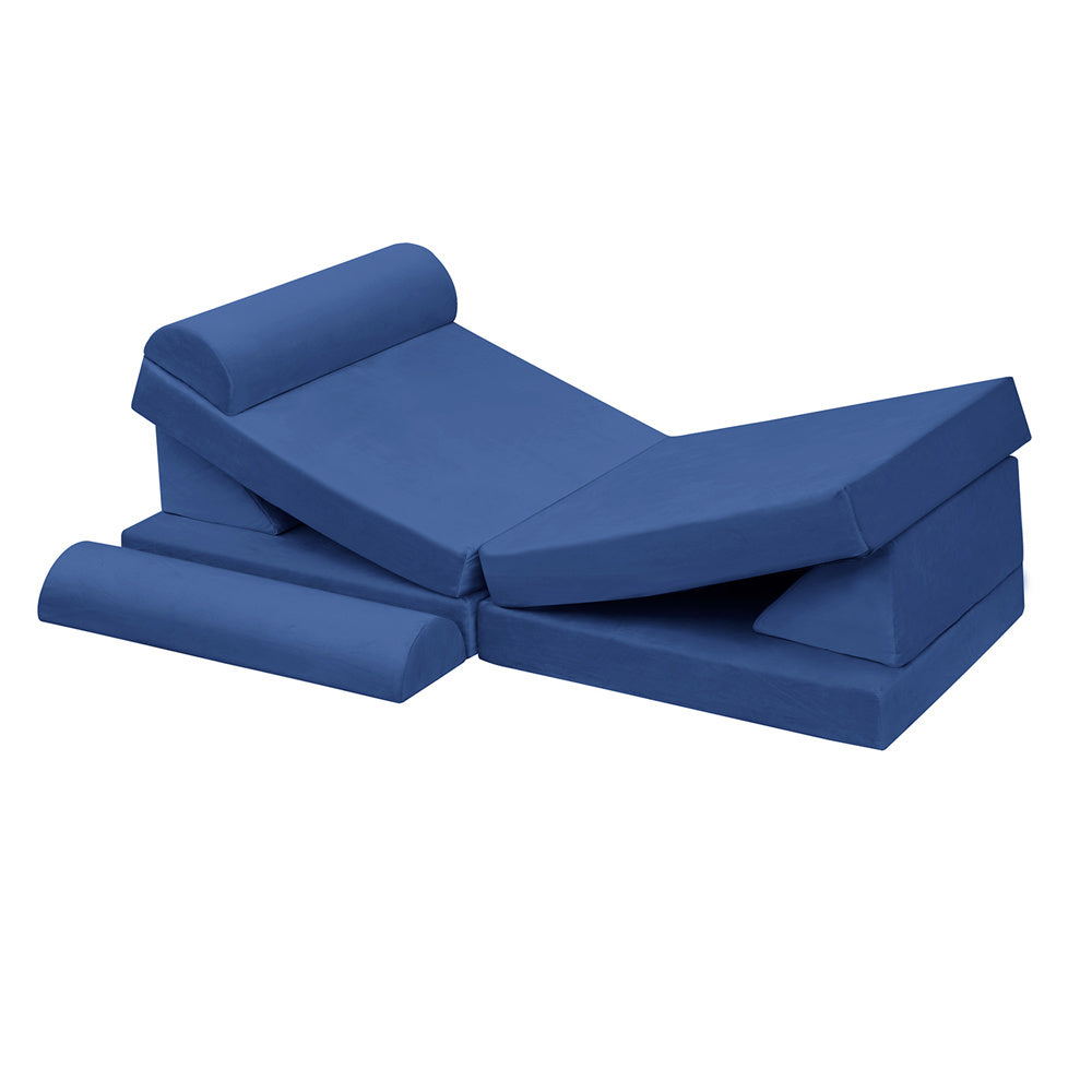 JP Outdoor Modular Kids Play Couch, 8PCS Nugget Couch for Building Fort, Toddler Play Sponge Convertible Couch,Navy Blue