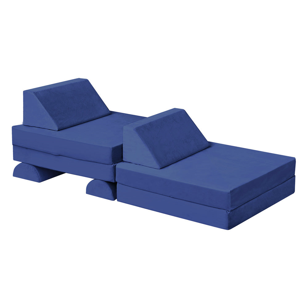 JP Outdoor Modular Kids Play Couch, 8PCS Nugget Couch for Building Fort, Toddler Play Sponge Convertible Couch,Navy Blue