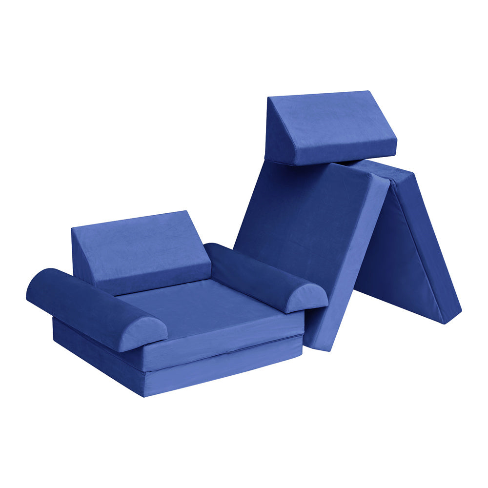 JP Outdoor Modular Kids Play Couch, 8PCS Nugget Couch for Building Fort, Toddler Play Sponge Convertible Couch,Navy Blue