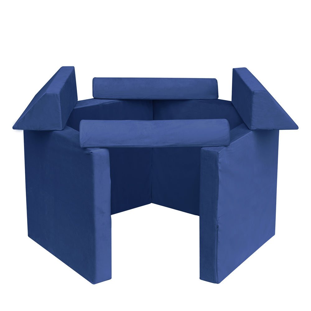 JP Outdoor Modular Kids Play Couch, 8PCS Nugget Couch for Building Fort, Toddler Play Sponge Convertible Couch,Navy Blue