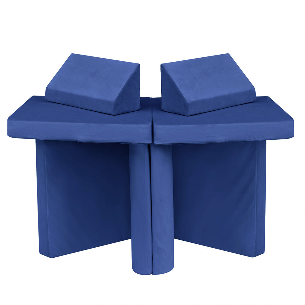 JP Outdoor Modular Kids Play Couch, 8PCS Nugget Couch for Building Fort, Toddler Play Sponge Convertible Couch,Navy Blue