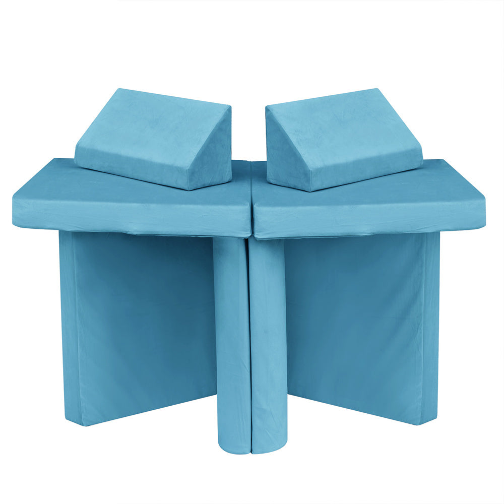 JP Outdoor Modular Kids Play Couch, 8PCS Nugget Couch for Building Fort, Toddler Play Sponge Convertible Couch,Blue