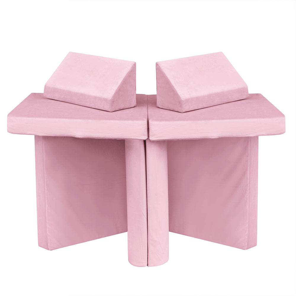 JP Outdoor Modular Kids Play Couch, 8PCS Nugget Couch for Building Fort, Toddler Play Sponge Convertible Couch,Pink