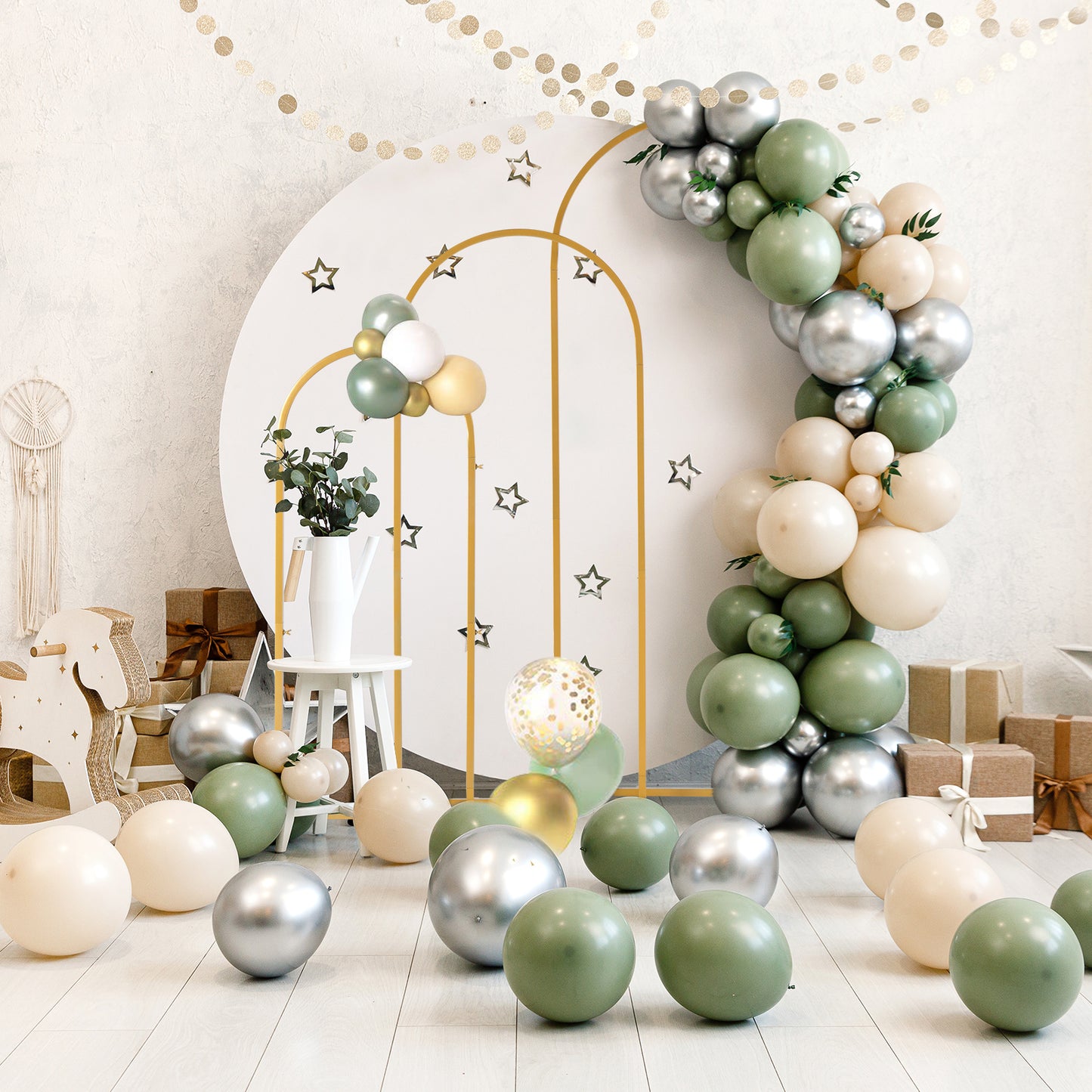 JP OUTDOOR 3Pcs Metal Arch Backdrop Stand, Wedding Arch Stand (5.9FT/4.9FT/3.9FT) ,for Birthday Party Ceremony Outdoor Indoor Celebration Decoration