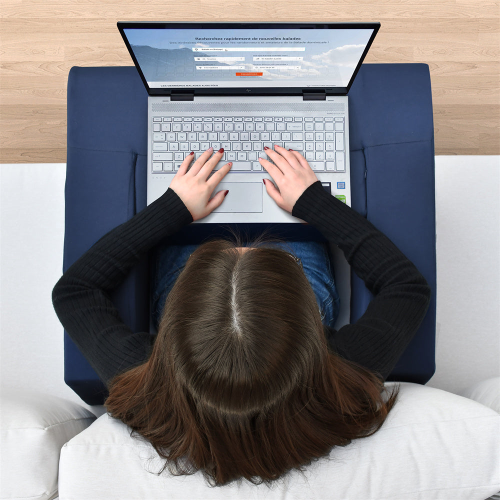 JP Outdoor Reading Pillow for Gaming Lap Desk with Side Pocket,Arm Rest Pillows for Sitting up in Bed, Navy Blue