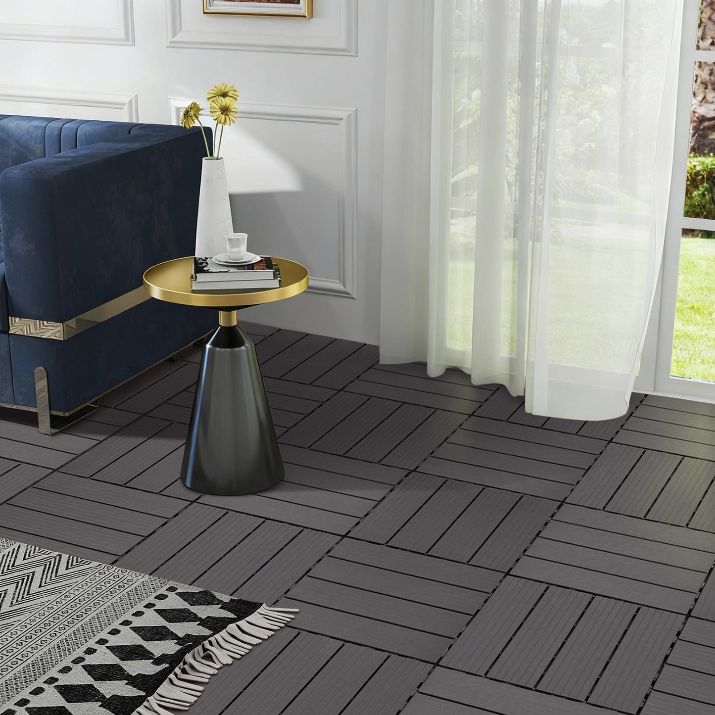 JP Outdoor Interlocking Deck Tiles, Outdoor Square Flooring Tiles,27 Pack,Coffee