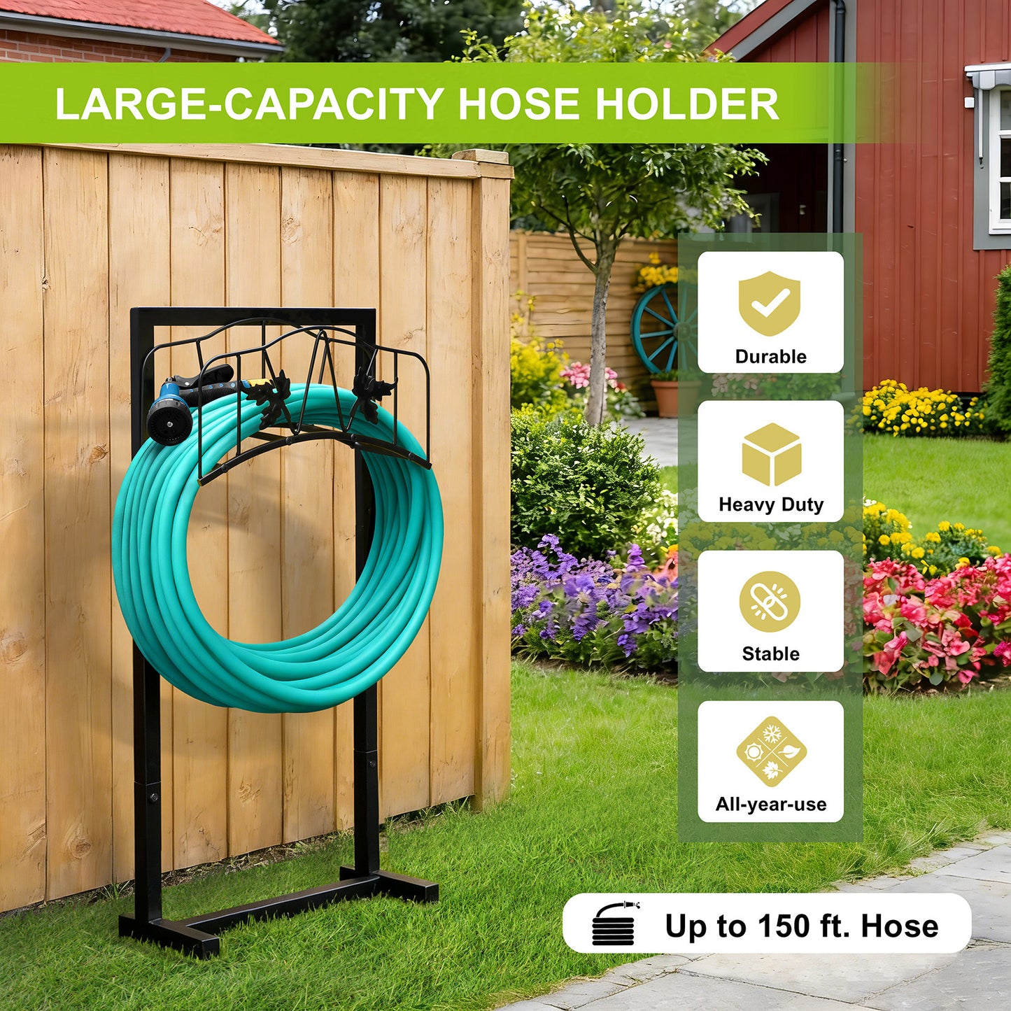 JP Outdoor Detachable Garden Hose Holder, Freestanding Water Hose Holder for Outdoor Yard Lawn