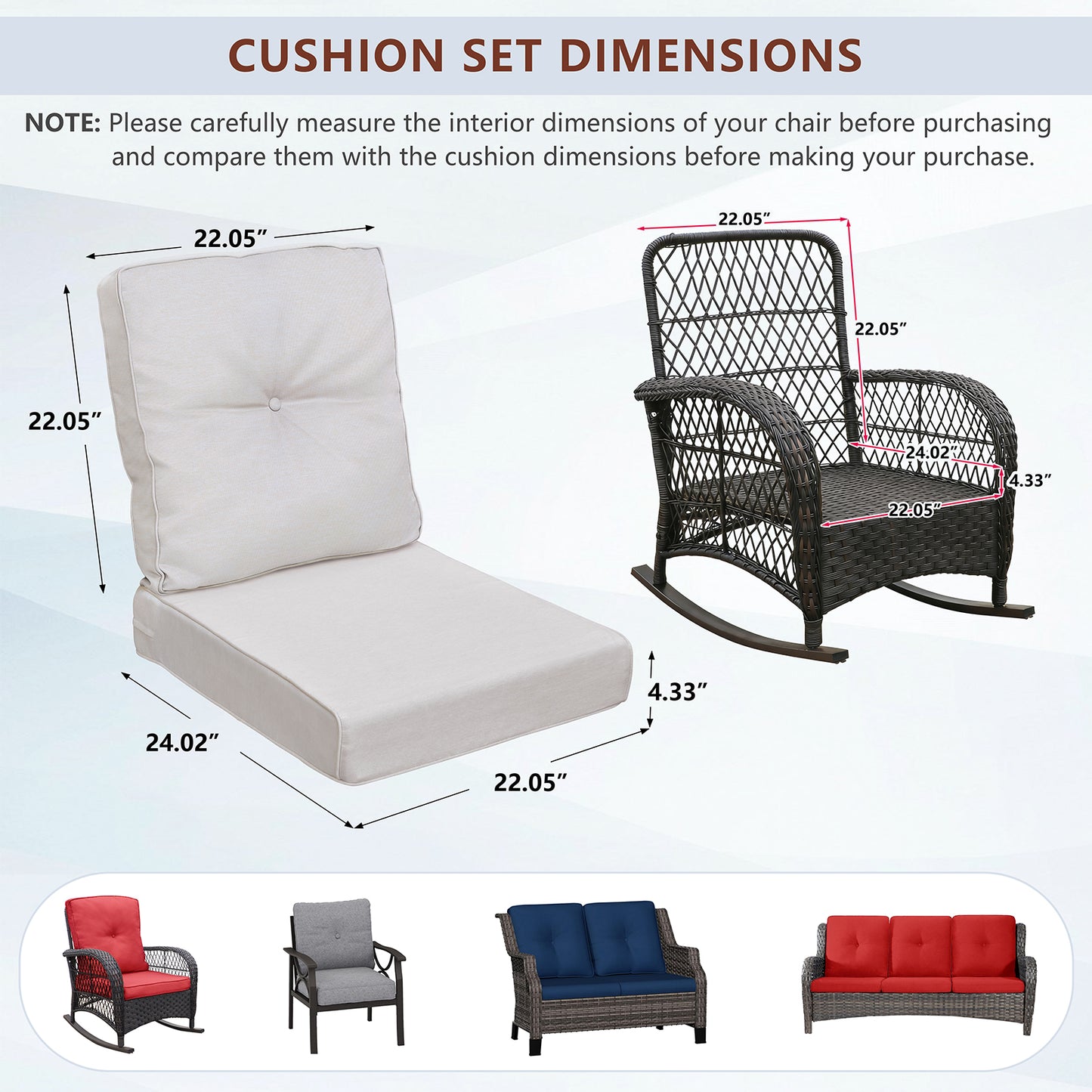 JP Outdoor 2-Piece Deep Seat Cushion,Patio Chair Cushion Set,Water Repellent,Fade Resistant,Beige