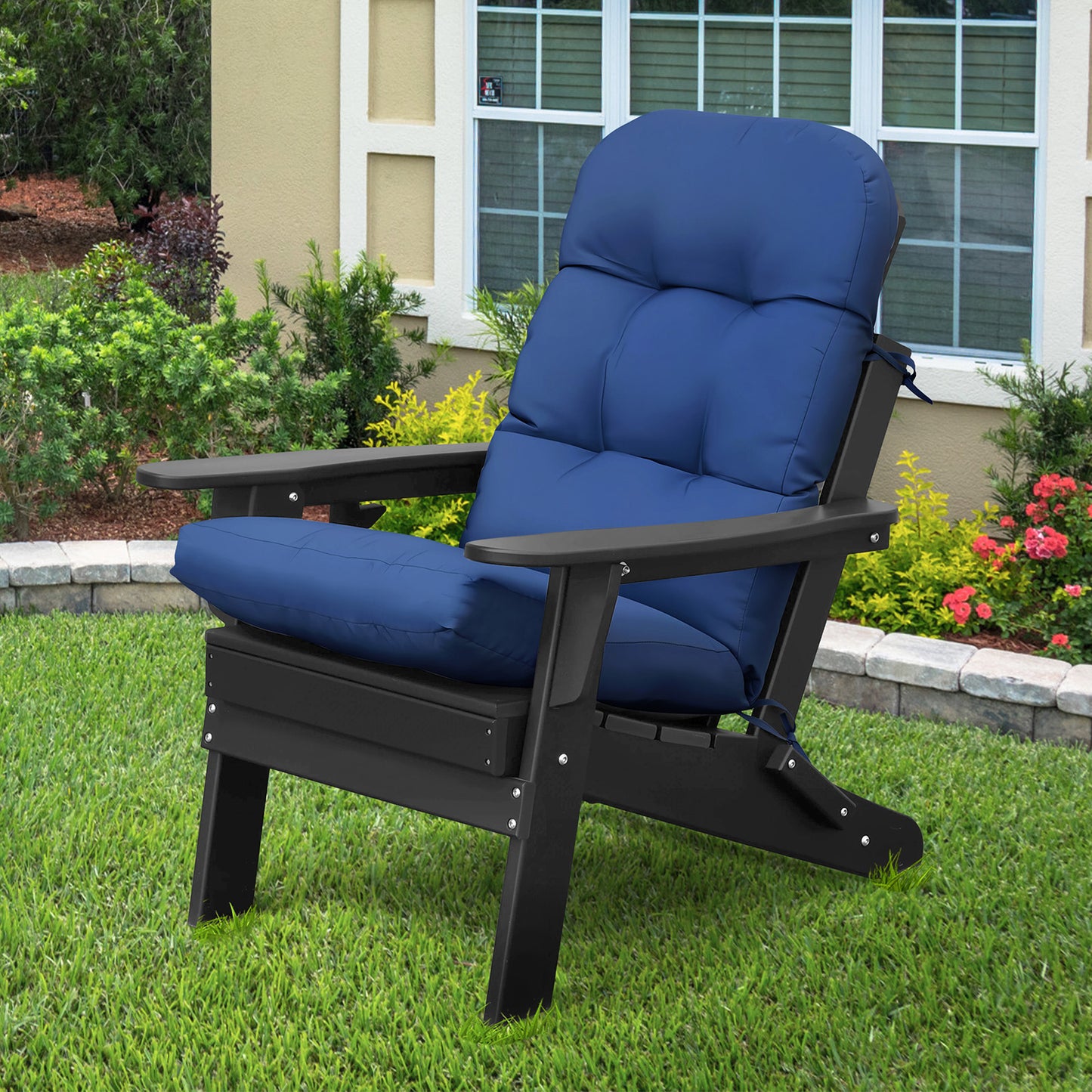 JP OUTDOOR 19.7”x 46.5”x 4” Outdoor Seat and Back Cushion for Adirondack Chairs,Navy Blue