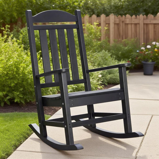 JP OUTDOOR Patio HDPE Rocking Chair,Outdoor Rocking Chair,Black