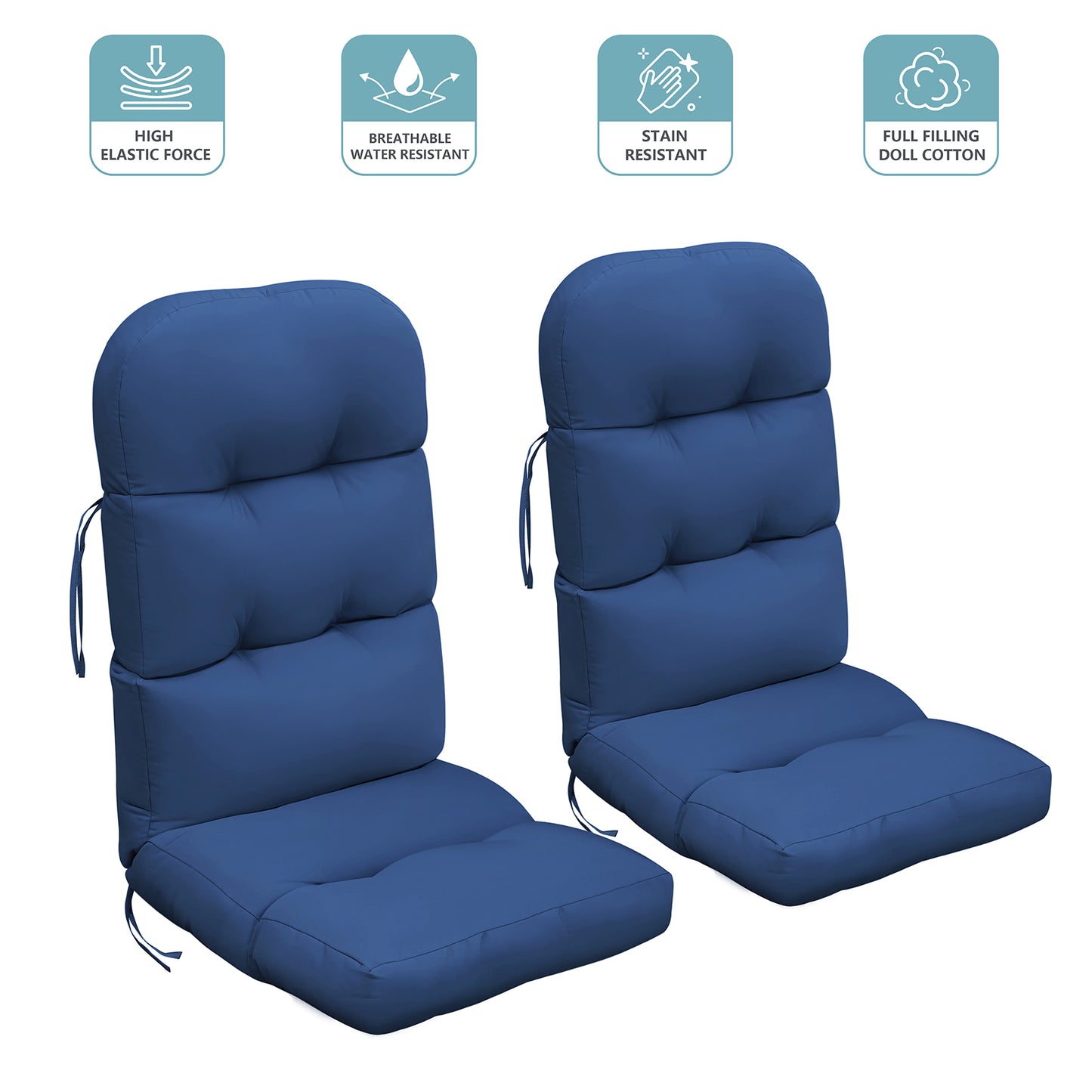 JP Outdoor Adirondack Chair Cushions;Set of 2;Indoor Outdoor Seat and Back Cushions for Adirondack or Rocking Chair, Navy Blue (No ratings yet)