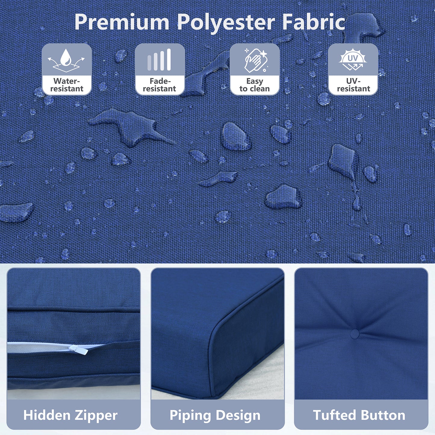 JP Outdoor 2-Piece Deep Seat Cushion,Patio Chair Cushion Set,Water Repellent,Fade Resistant,Navy Blue