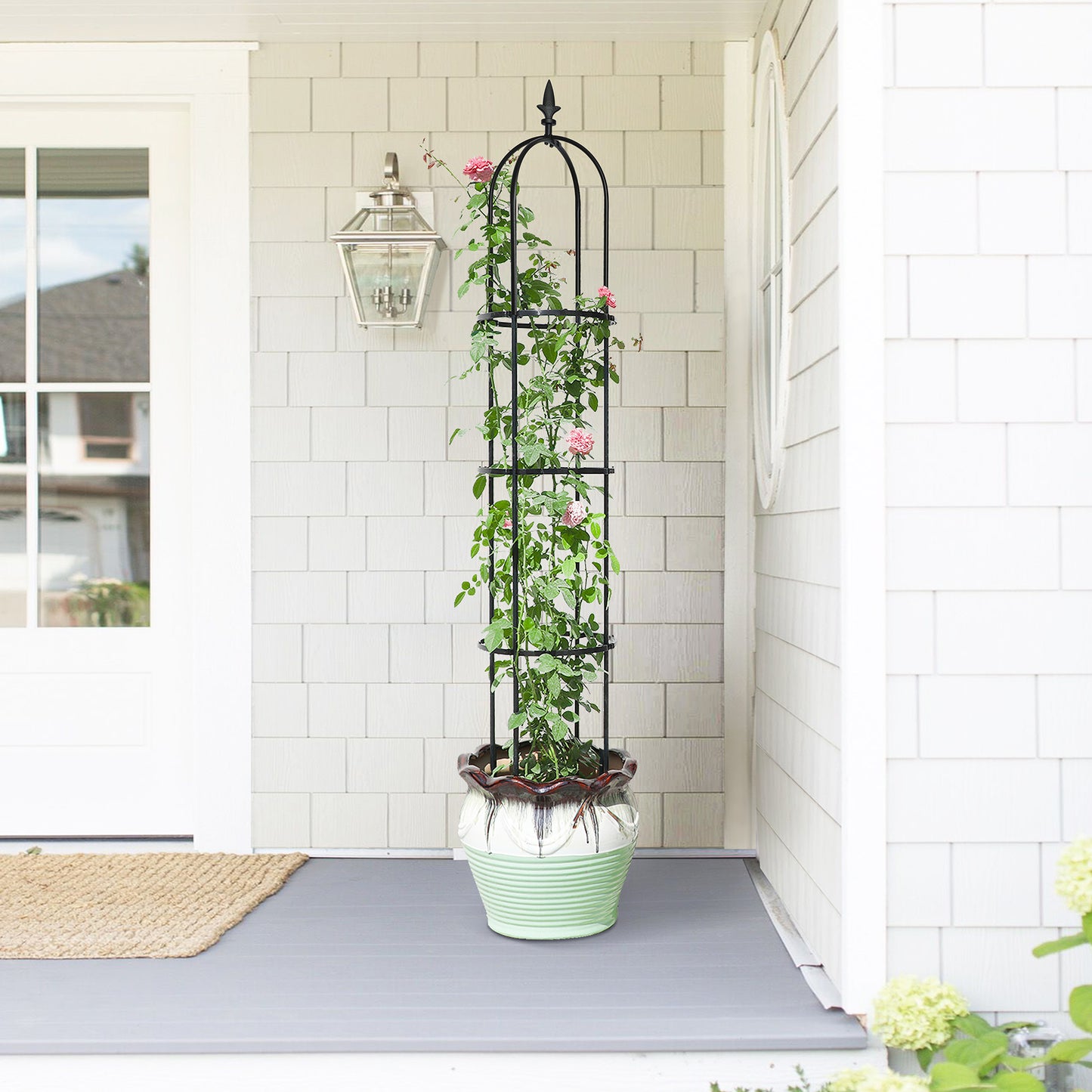 ATR ART to REAL 5'4" H Garden Obelisk Trellis, Tall Tower Plant Trellis Stand, for Climbing Rose Flower or Vines Plants, Black