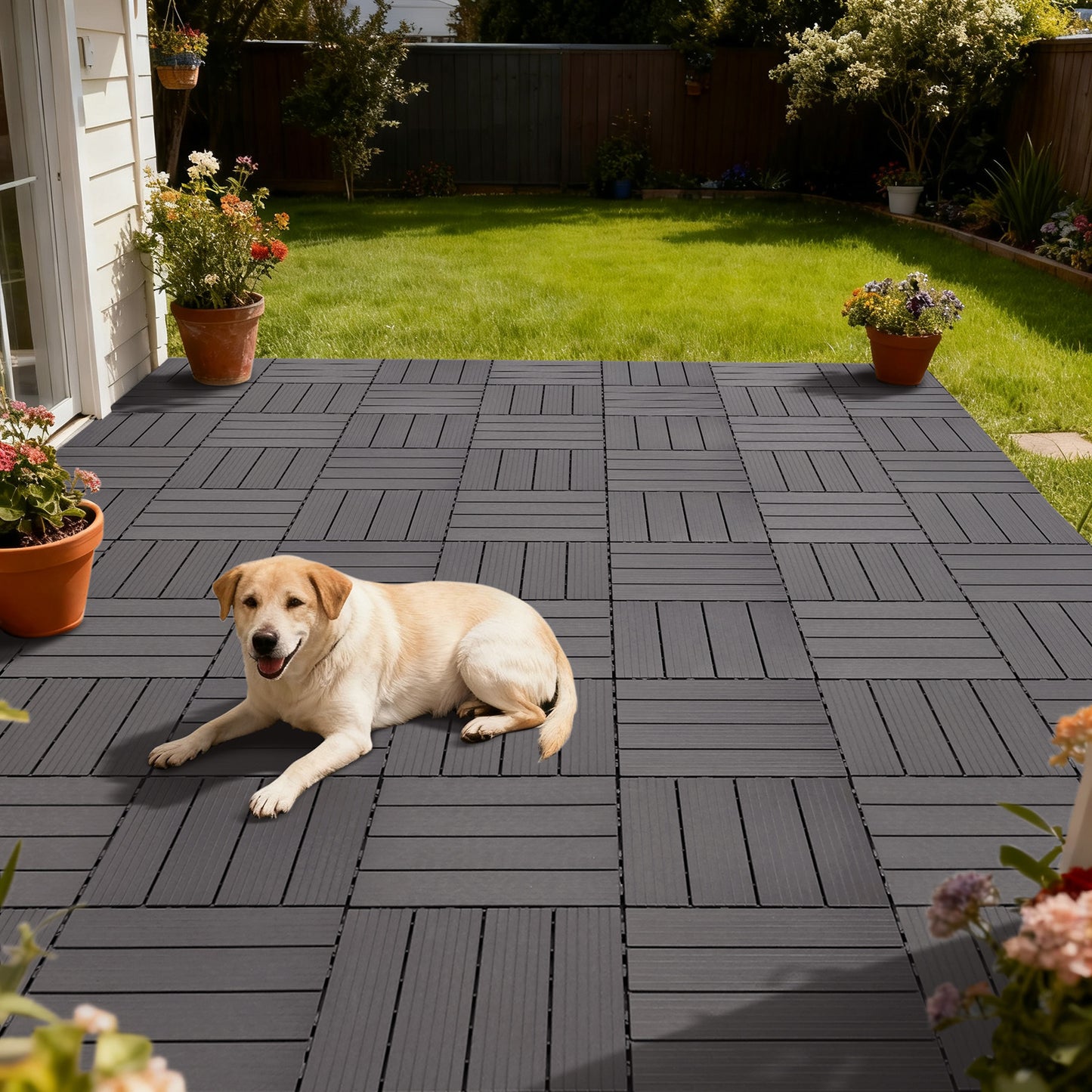 JP Outdoor Interlocking Deck Tiles, Outdoor Square Flooring Tiles,27 Pack,Coffee