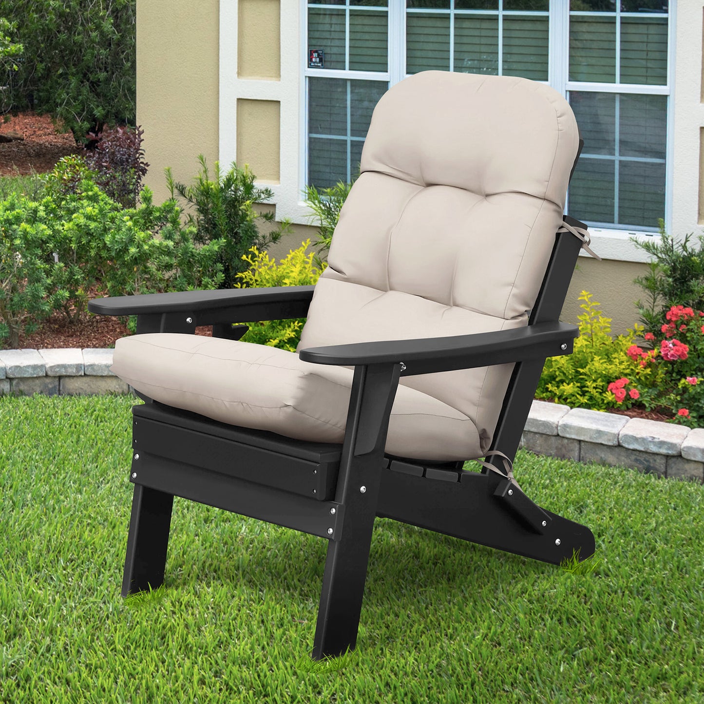 JP OUTDOOR 19.7”x 46.5”x 4”Outdoor Seat and Back Cushion for Adirondack Chairs,Light Khaki