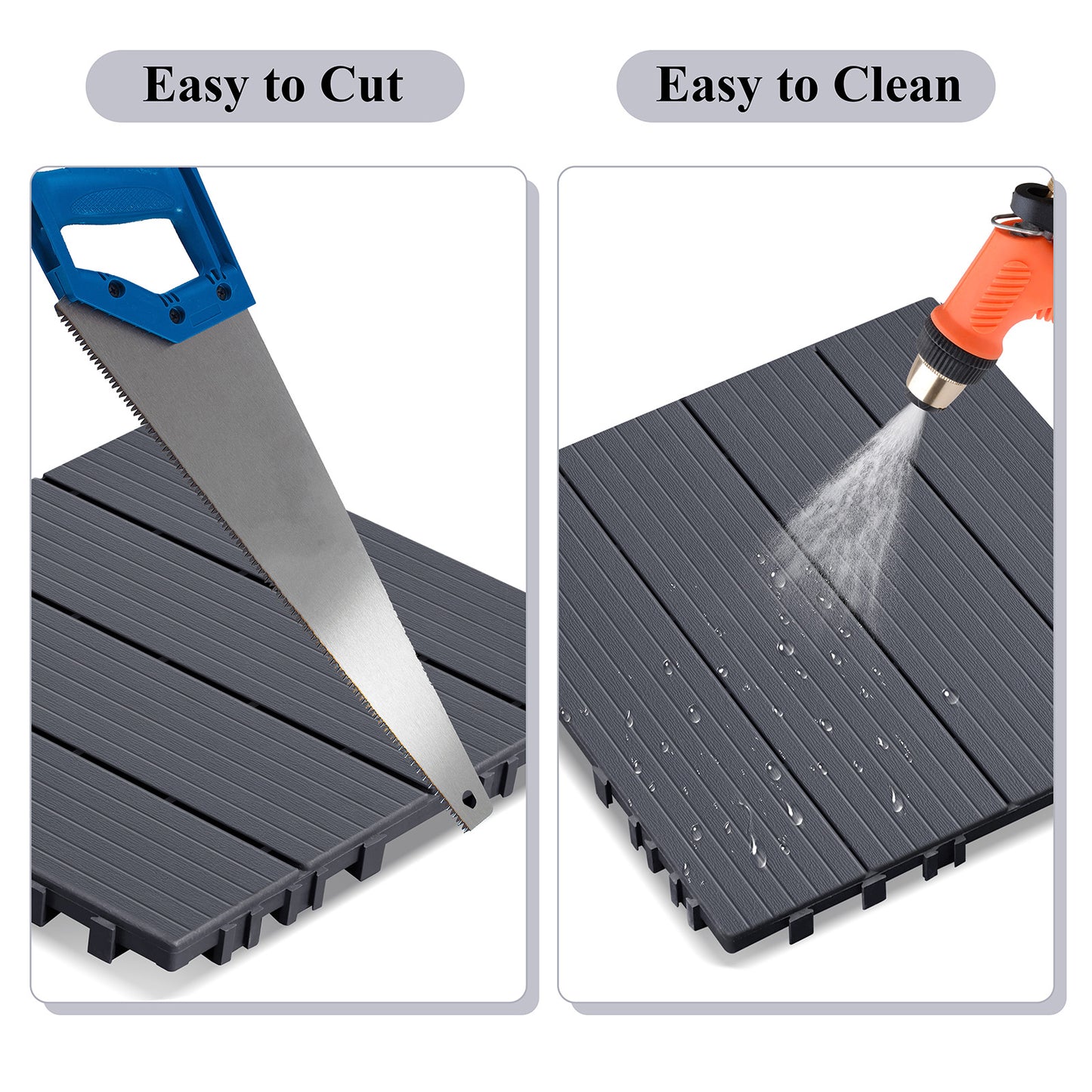 JP Outdoor Interlocking Deck Tiles, Outdoor Square Flooring Tiles,27 Pack,Grey
