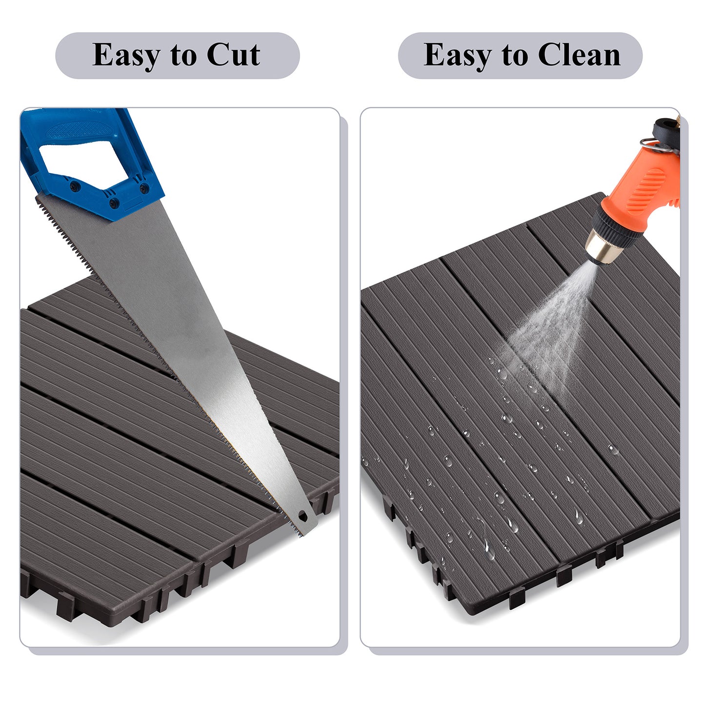 JP Outdoor Interlocking Deck Tiles, Outdoor Square Flooring Tiles,27 Pack,Coffee