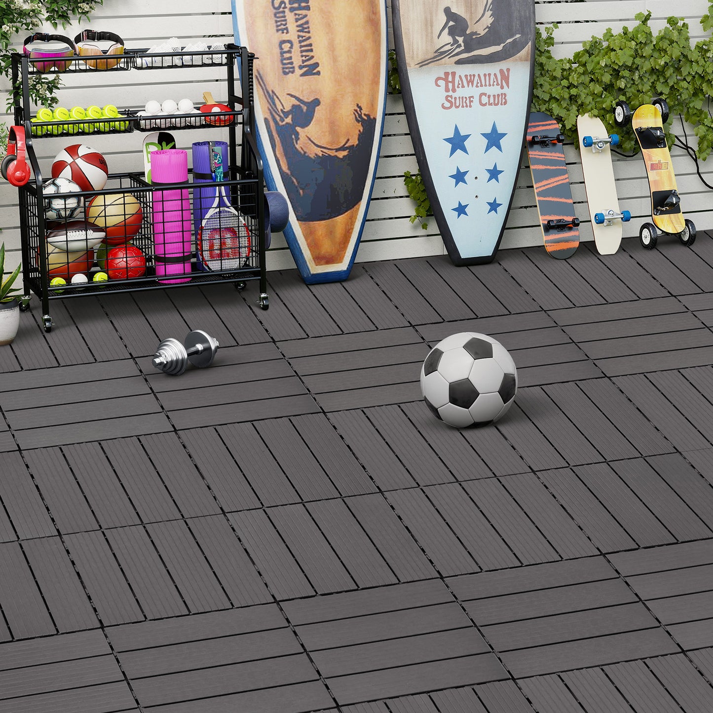 JP Outdoor Interlocking Deck Tiles, Outdoor Square Flooring Tiles,27 Pack,Coffee