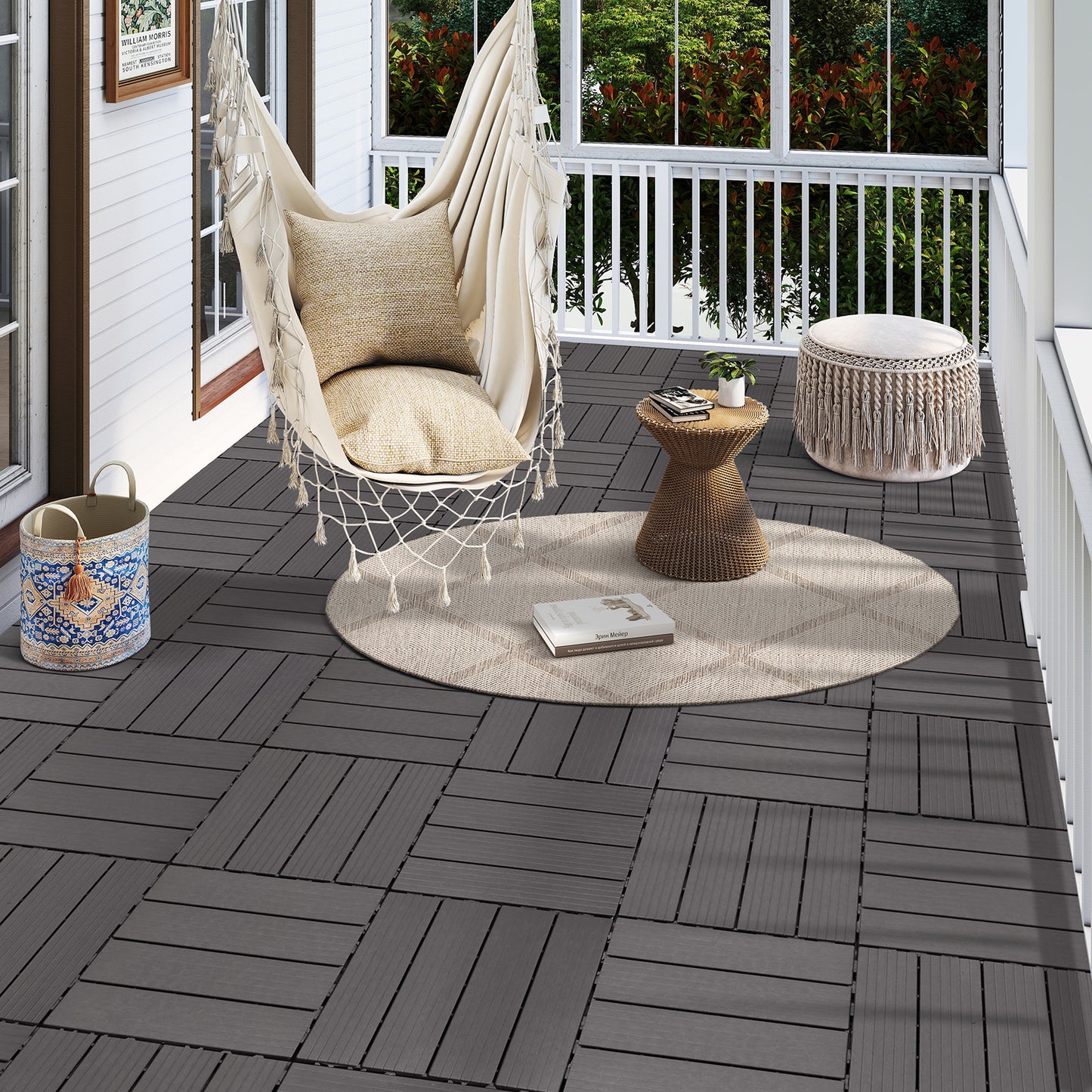 JP Outdoor Interlocking Deck Tiles, Outdoor Square Flooring Tiles,27 Pack,Coffee
