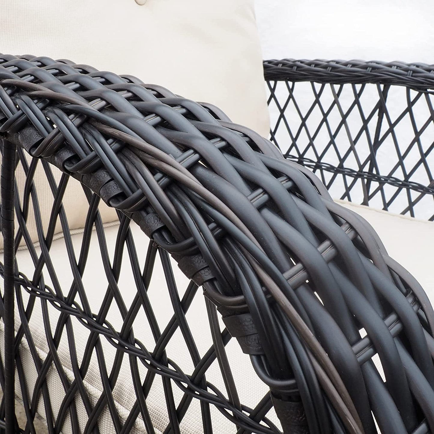 JP Outdoor Modern Farmhouse Wicker Rocking Chair for Outdoor Patio,Khaki（Brown Wicker)