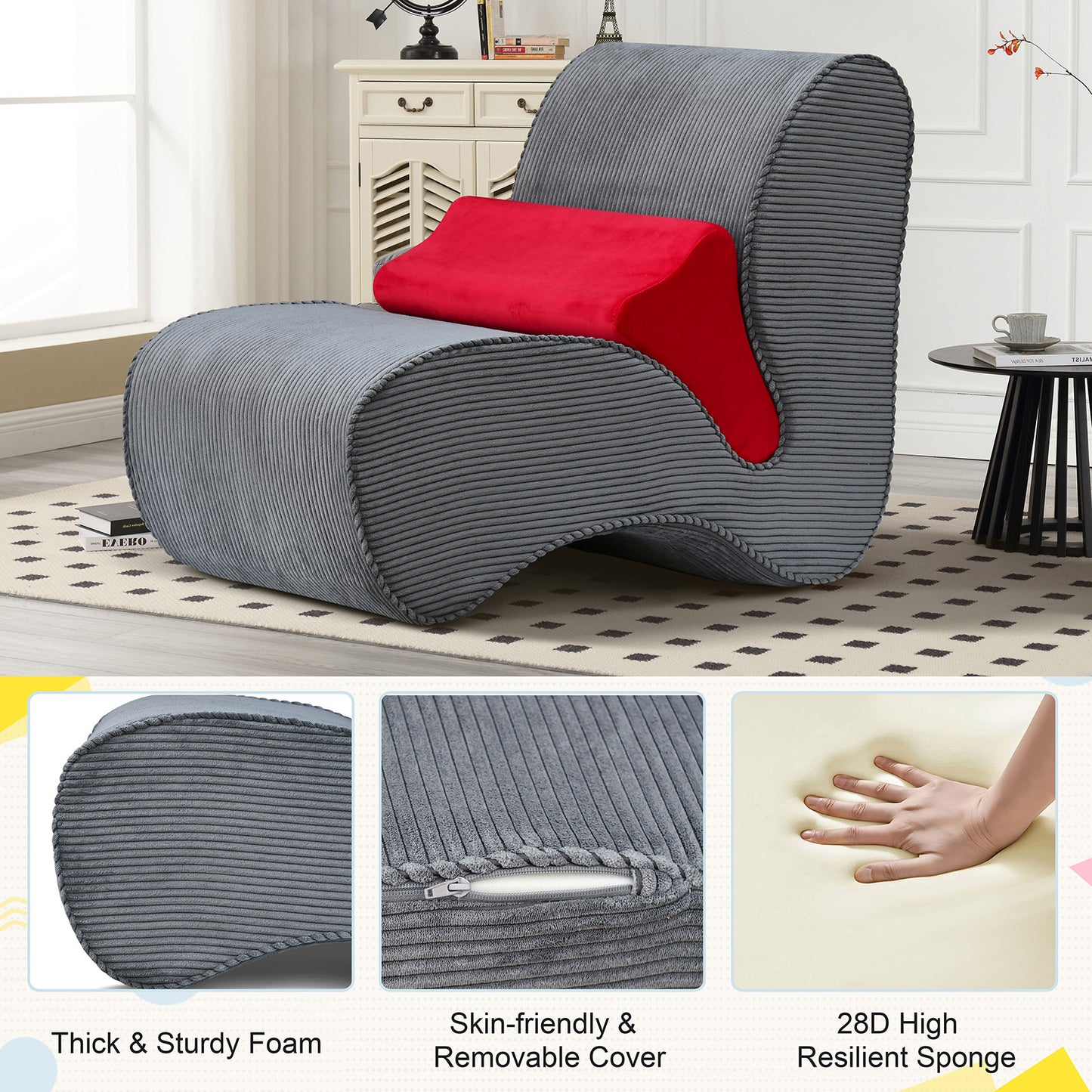 JP OUTDOOR Lounge Chair for Adult,Soft 28D Sponge Core,Skin-Friendly Dutch Velvet Fabric