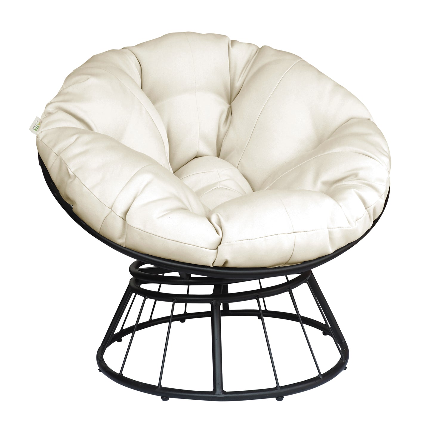 JP OUTDOOR Outdoor Patio Papasan Chair, Papasan Rotating Chair with Cushion,for Garden Backyard, Beige