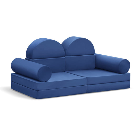 JP Outdoor Kids Nugget Couch Filled with 100% 28D Sponge,10PCS Toddler Modular Play Couch，Navy Blue