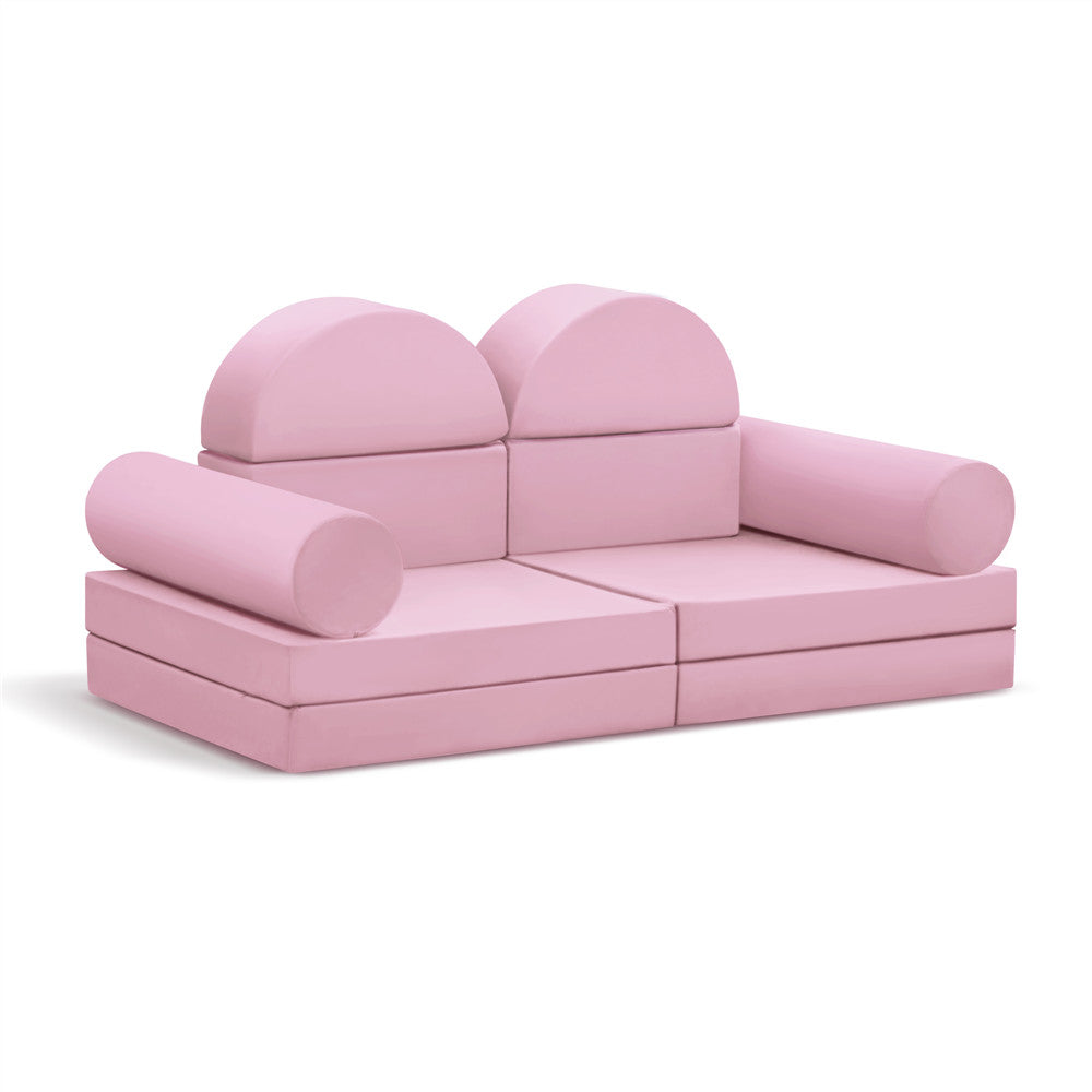 JP Outdoor Kids Nugget Couch Filled with 100% 28D Sponge,10PCS Toddler Modular Play Couch，Pink