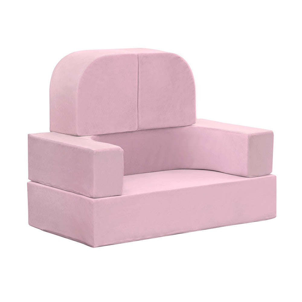 JP Outdoor 4PCS Modular Kids Play Couch Filled with 100% 28D Sponge,Toddler Nugget Convertible Couch，Pink