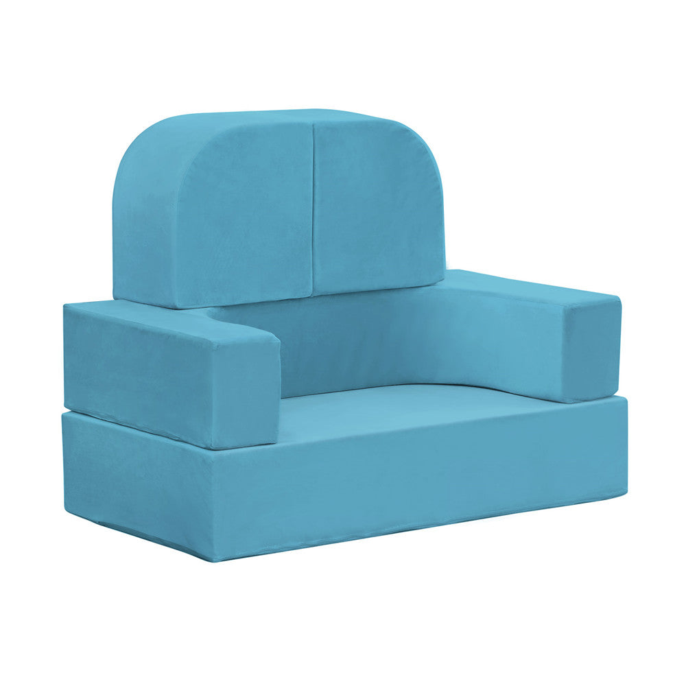 JP Outdoor 4PCS Modular Kids Play Couch Filled with 100% 28D Sponge,Toddler Nugget Convertible Couch，Blue