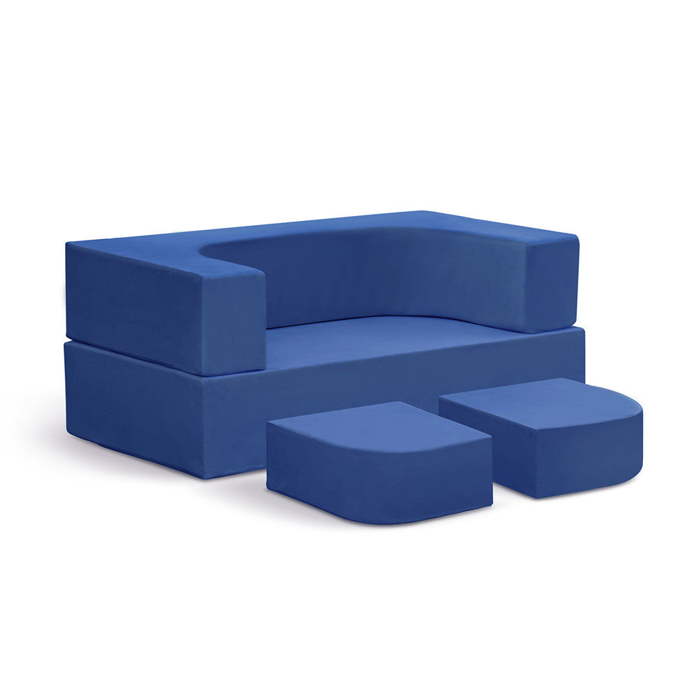 JP Outdoor 4PCS Modular Kids Play Couch Filled with 100% 28D Sponge,Toddler Nugget Convertible Couch，Navy Blue