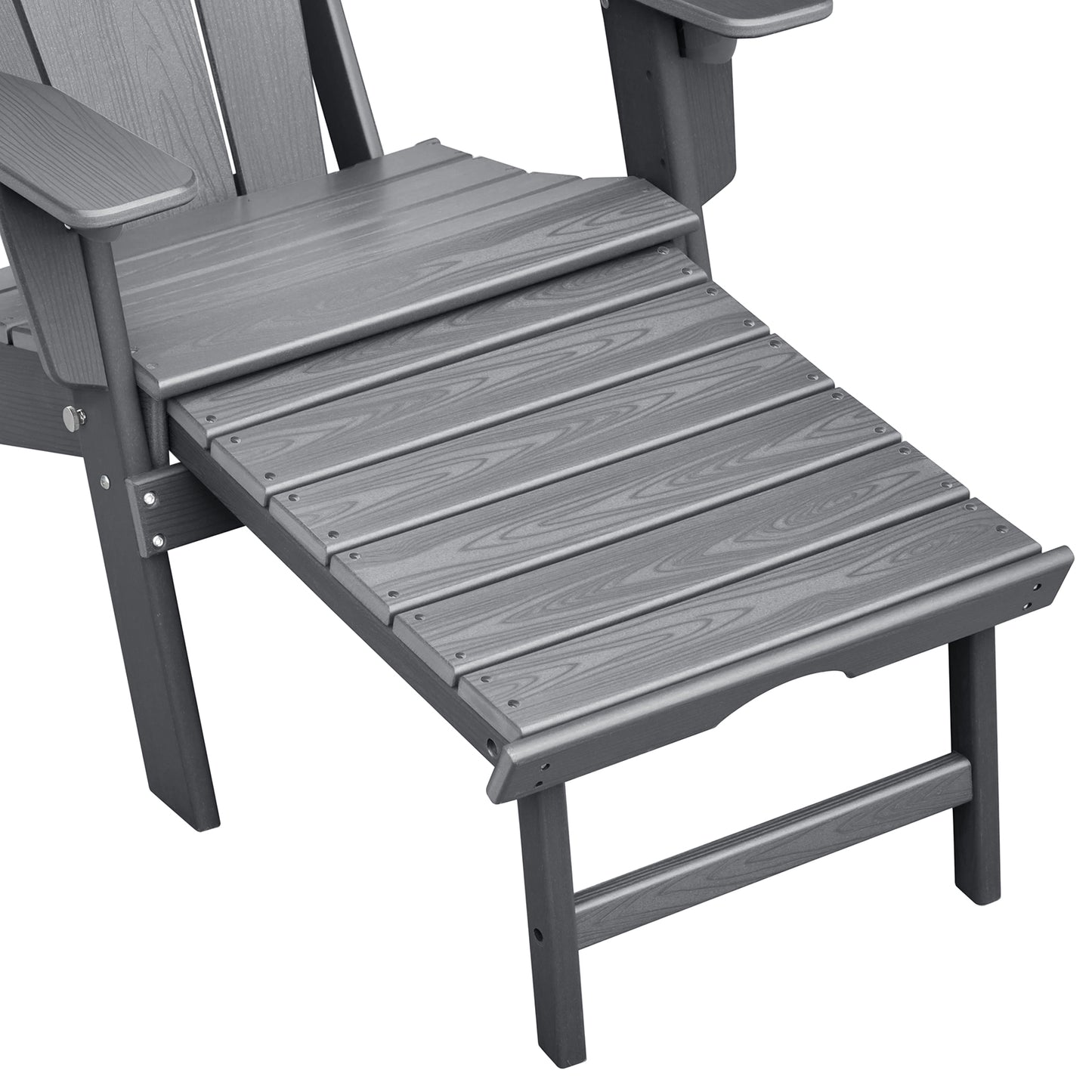 JP OUTDOOR Folding Adjustable Adirondack Chair with Ottoman & Cup Holder,HDEP Multifunctional Adirondack Chair with Footrest,Gray