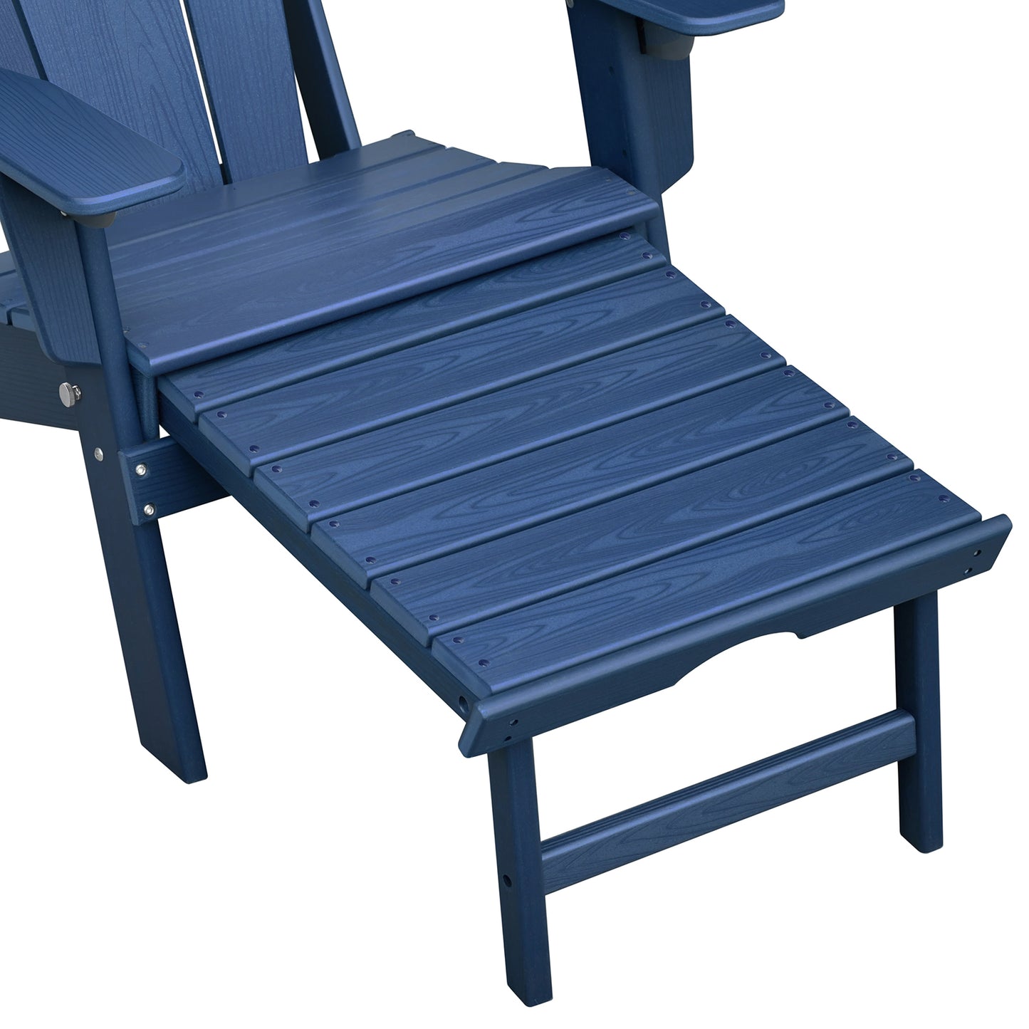 JP OUTDOOR Folding Adjustable Adirondack Chair with Ottoman & Cup Holder,HDEP Multifunctional Adirondack Chair with Footrest, Blue