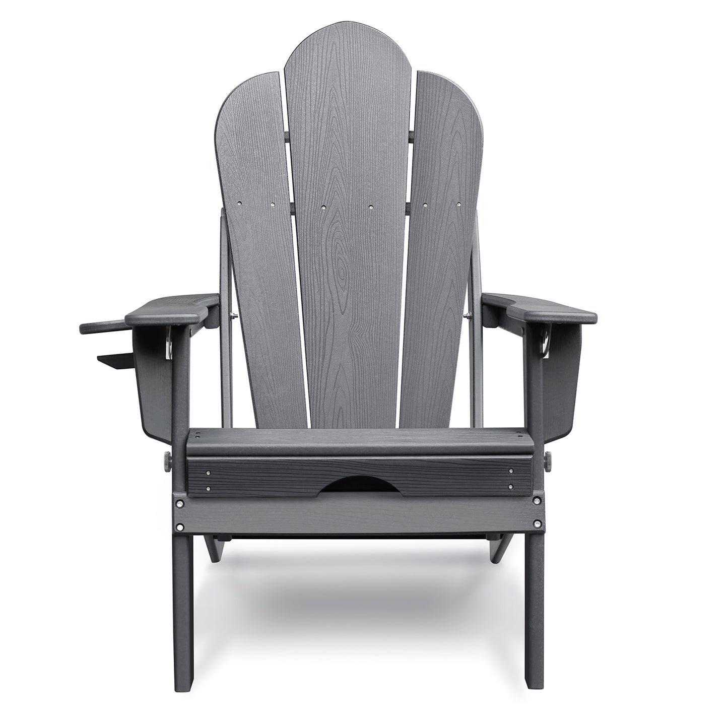 JP OUTDOOR Folding Adjustable Adirondack Chair with Ottoman & Cup Holder,HDEP Multifunctional Adirondack Chair with Footrest,Gray
