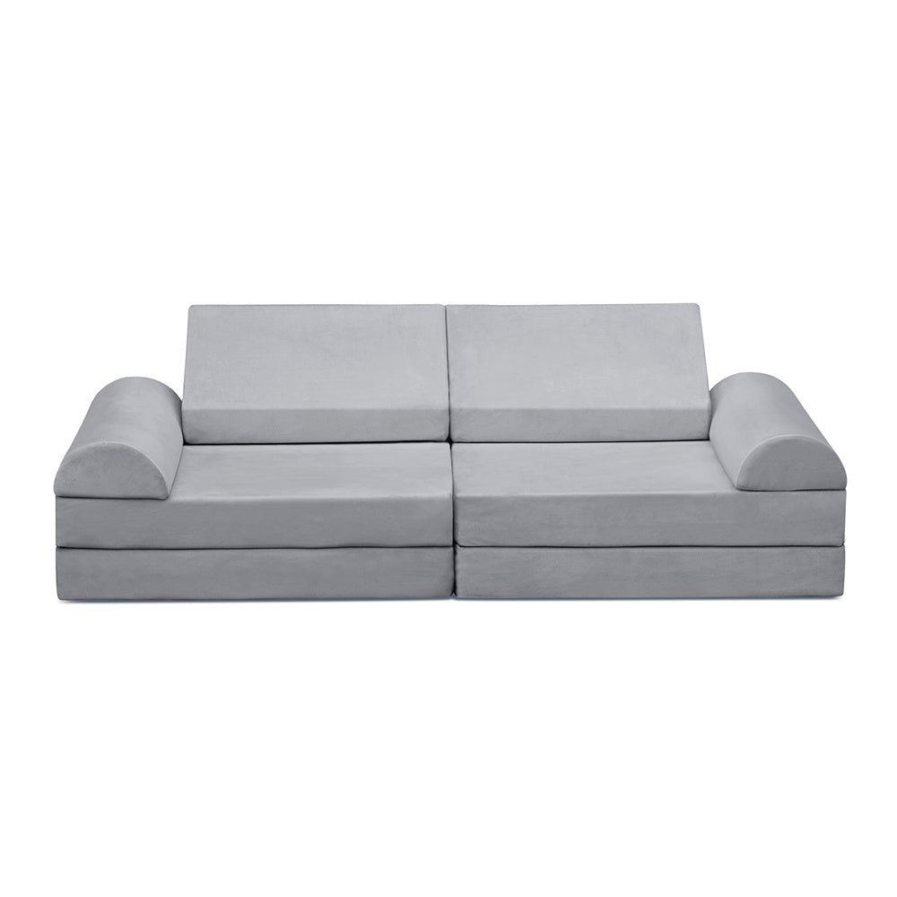 JP Outdoor Modular Kids Play Couch, 8PCS Nugget Couch for Building Fort, Toddler Play Sponge Convertible Couch，Gray