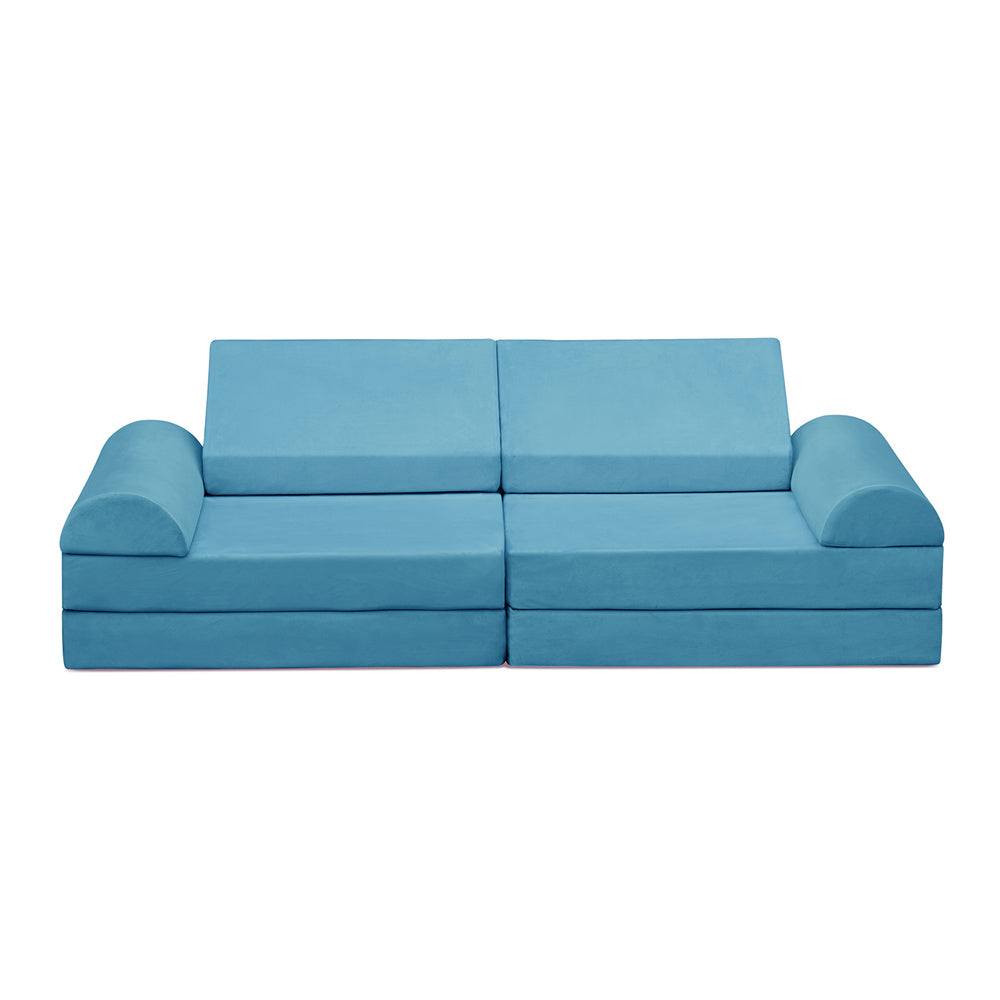 JP Outdoor Modular Kids Play Couch, 8PCS Nugget Couch for Building Fort, Toddler Play Sponge Convertible Couch,Blue