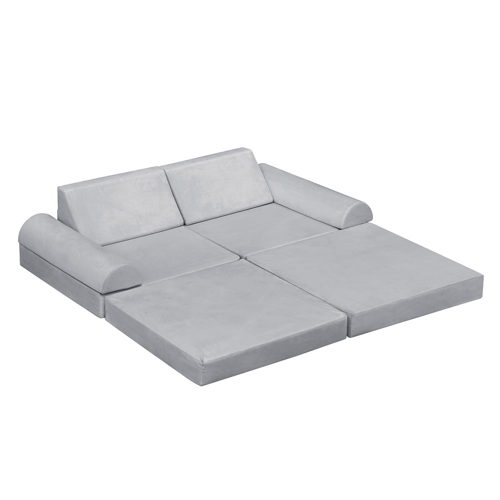 JP Outdoor Modular Kids Play Couch, 8PCS Nugget Couch for Building Fort, Toddler Play Sponge Convertible Couch，Gray