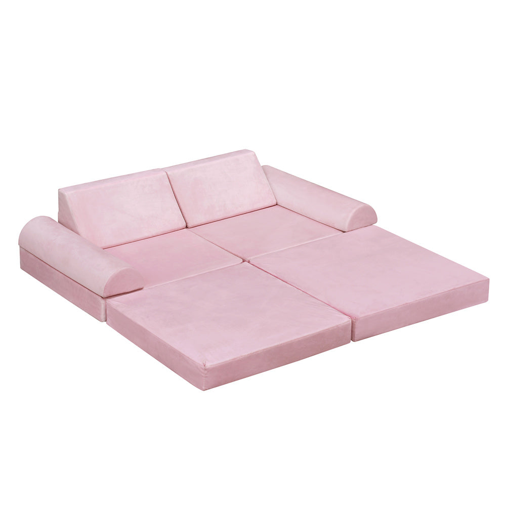 JP Outdoor Modular Kids Play Couch, 8PCS Nugget Couch for Building Fort, Toddler Play Sponge Convertible Couch，Pink