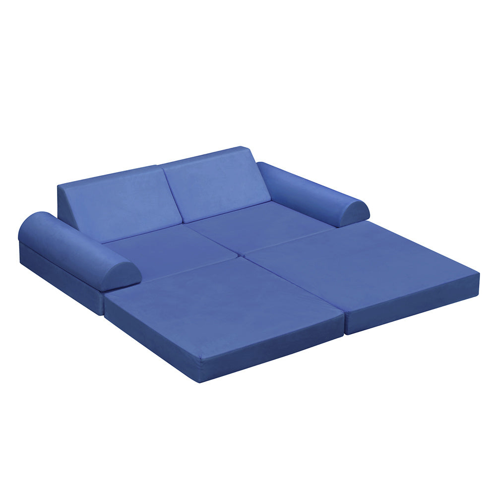 JP Outdoor Modular Kids Play Couch, 8PCS Nugget Couch for Building Fort, Toddler Play Sponge Convertible Couch，Navy Blue