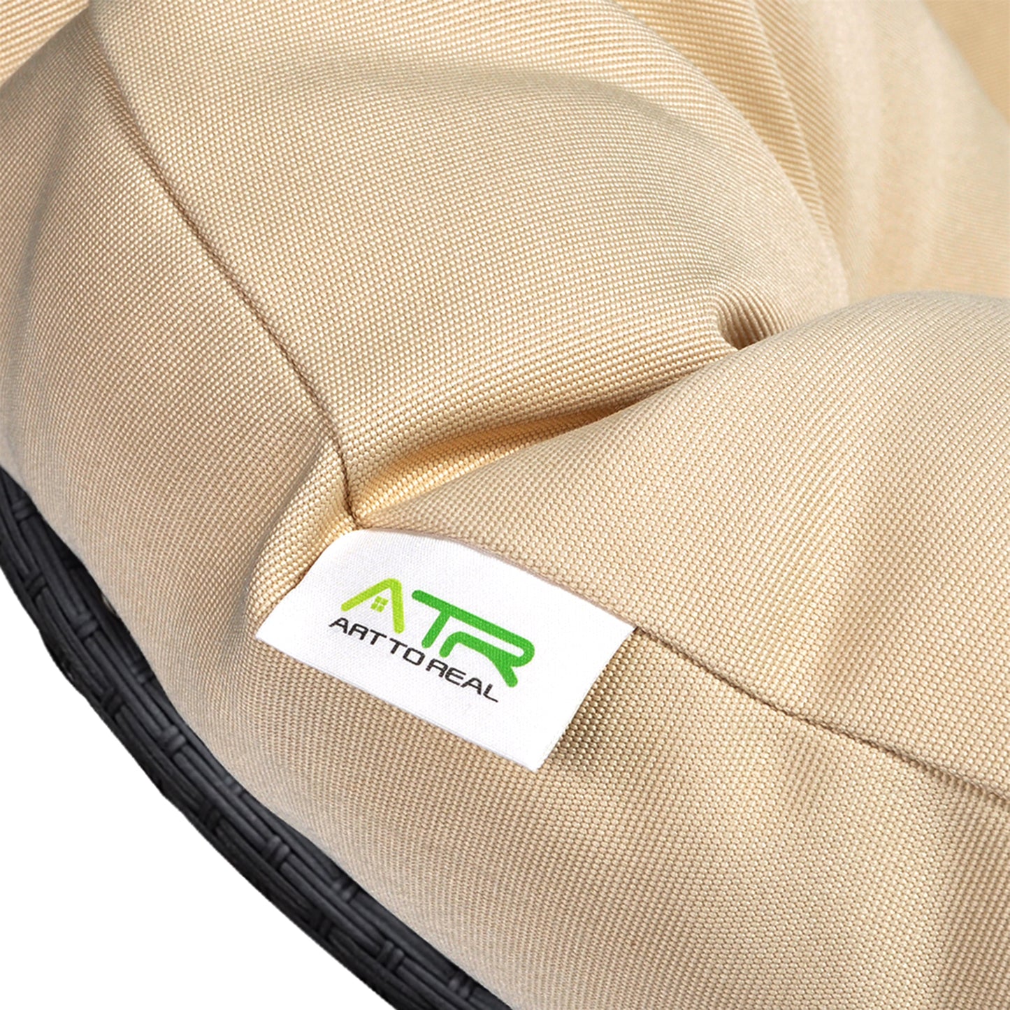 JP OUTDOOR Outdoor Patio Papasan Swivel Chair, Papasan Rotating Steel Chair with Soft Cushion, Khaki